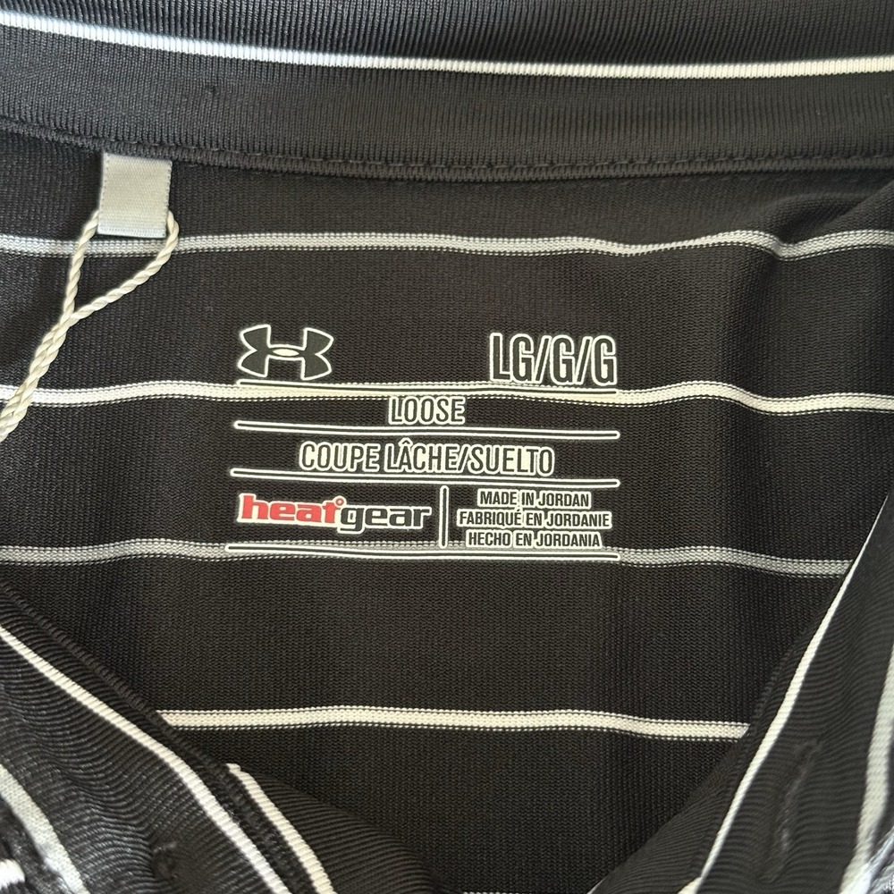 Under Armour US Army Polo Mens Large Striped Performance Athleisure Loose UPF 50 - Picture 7 of 16